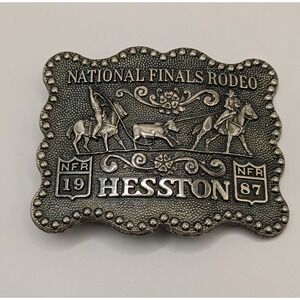 1987 NFR National Finals rodeo HESSTON Adult Size belt buckle ADM #5 Fellows